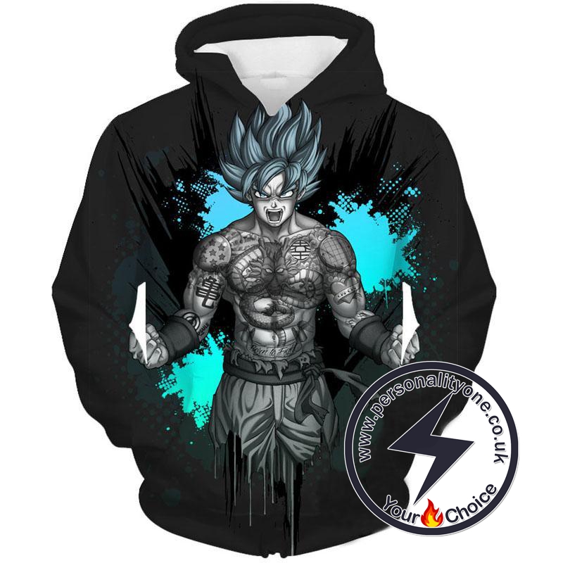 Dragon Ball Z - SSJ Blue Goku Tattooed 3D - Hoodies